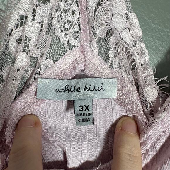 White Birch Purple Coquette Lace Trim Racerback Tank Top - 3X - Womens Plus Size - Picture 5 of 7